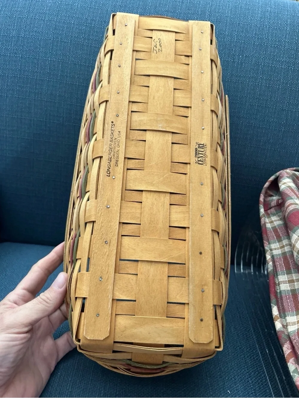 Longaberger 2000  Large Harvest Blessings Basket With Protector And Liner